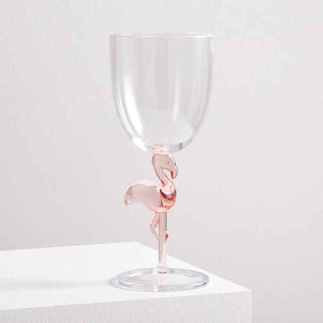 Tropical Acrylic Wine Glass, Pink, Flamingo