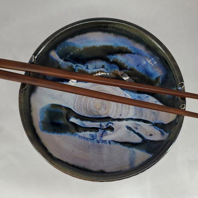 Liscom Hill Pottery - Black and Blue Chopstick Bowl