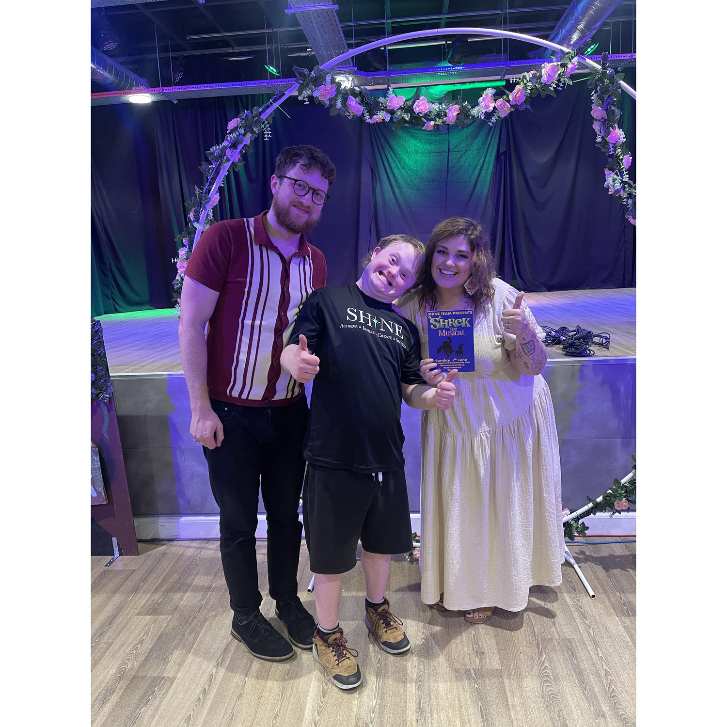 back to middlesbrough to see francis perform the role of captain of the guards in shrek the musical! it was BRILLIANT! double thumbs up <3