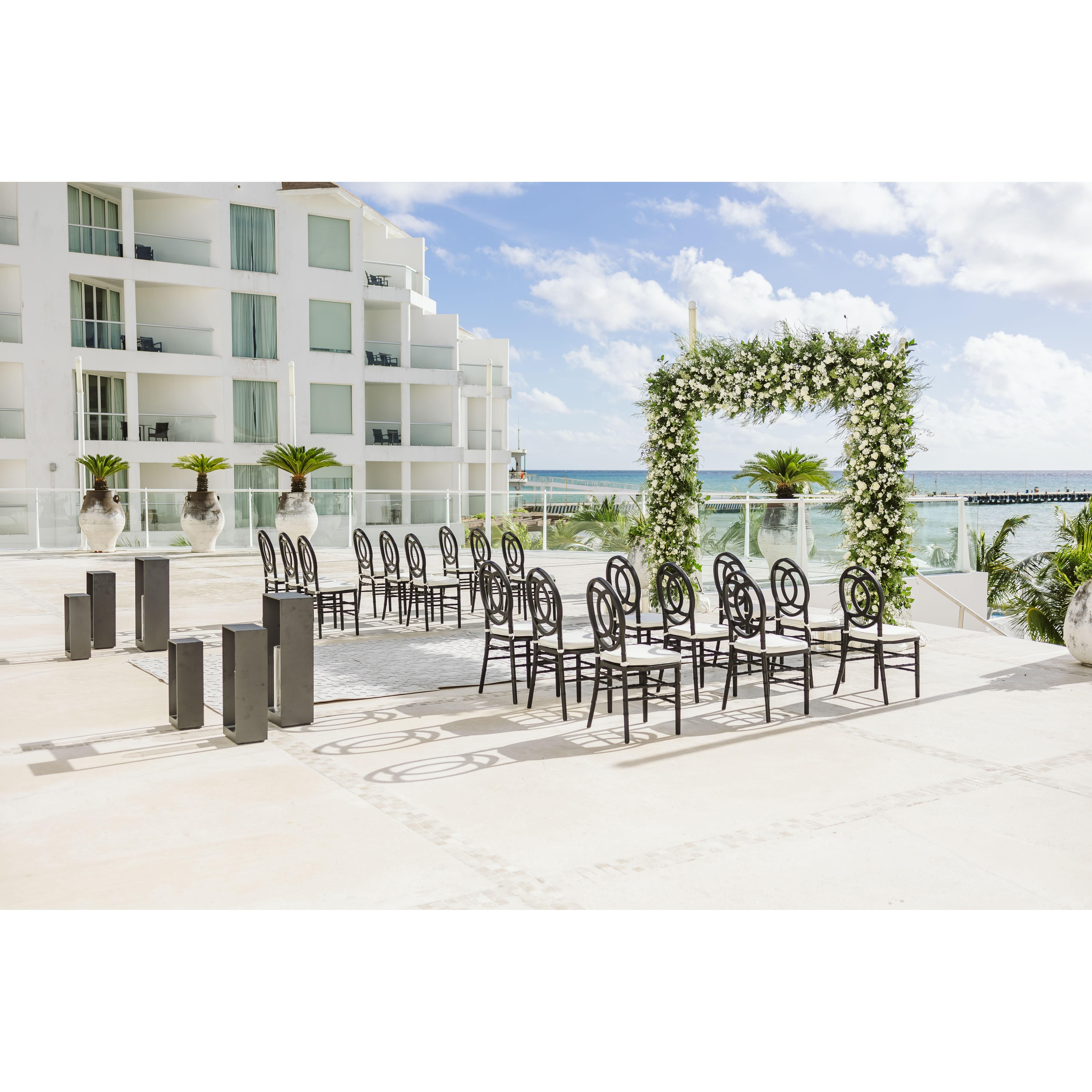 Where the ceremony and reception will be held (different decorations).