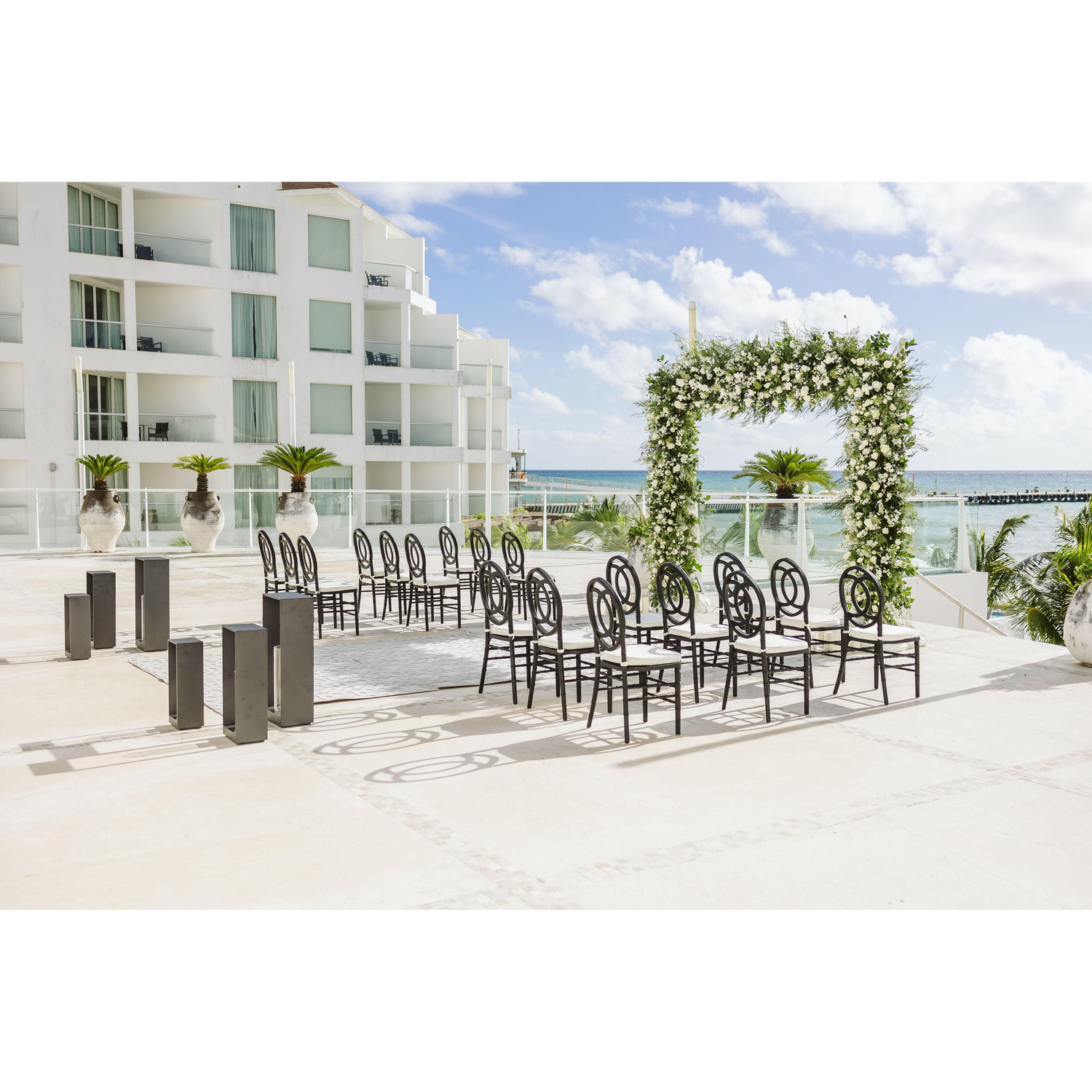 Where the ceremony and reception will be held (different decorations).