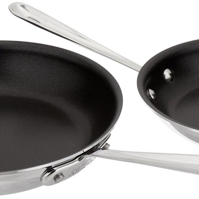 All-Clad 410810 NSR2 Stainless Steel Dishwasher Safe Oven Safe PFOA-free Nonstick 8-Inch and 10-Inch Fry Pan Set, 2-Piece, Silver