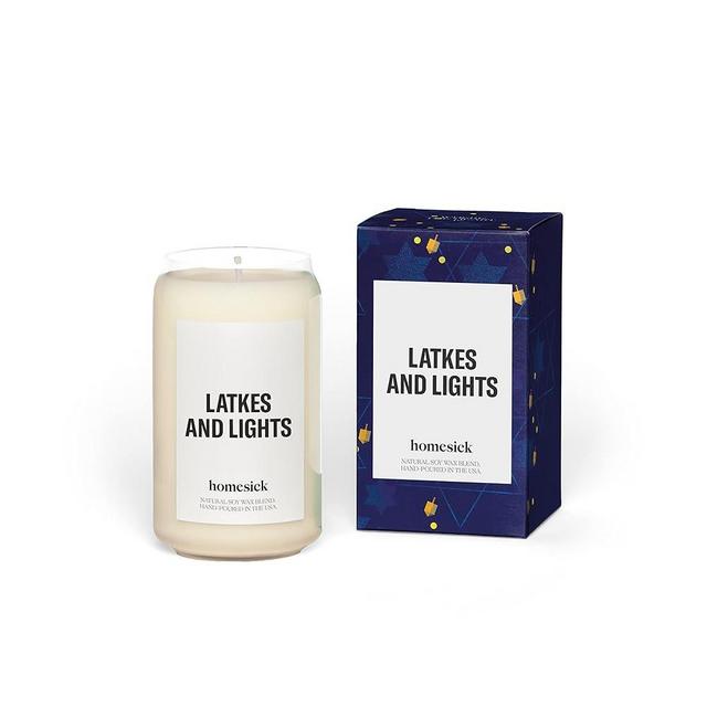 Homesick Scented Candles for Home (Latkes and Lights) - 13.75 oz Long-Lasting Soy Wax Blend Jar Candle Gifts for Women & Men, 60-80 Hours Burn Time - Notes of Fresh Mineral Springs, Water Lotus & Pine
