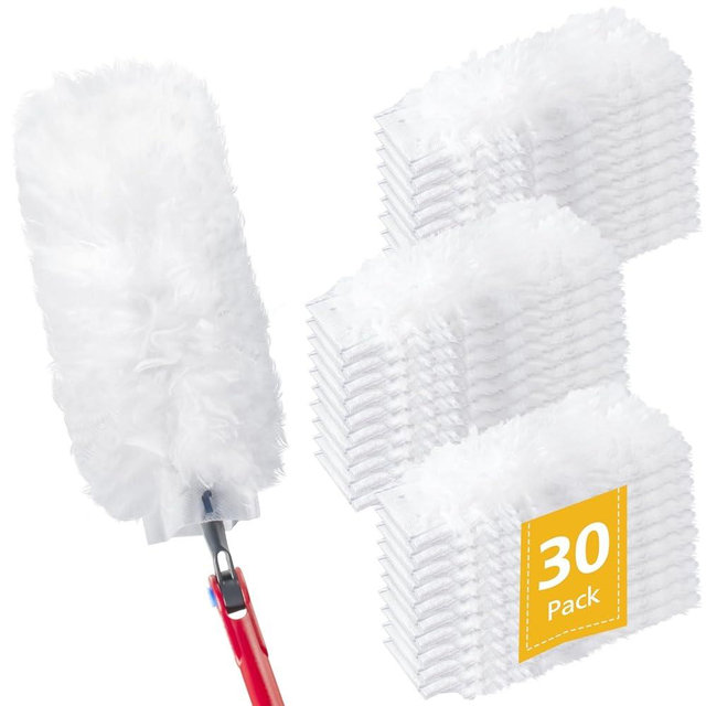 30 Pack Duster Refills Compatible with O-Cedar Flex & Catch Duster, 360° Heavy Duty Disposable Duster Refills Replacement, 3X More Dust Cleaning Than Feather Dusters