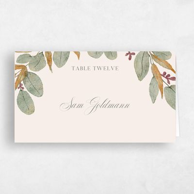 Beige Wedding Place Card - Nutmeg