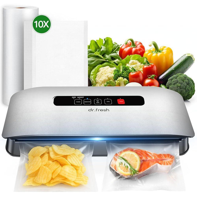 Vacuum Sealer for Food Machine, Sealing Machine 8-in-1 for Meal Prep & Sous Vide Saver with Moist & Dry, Built-in Cutter, Vacuum Bags & External VAC, Gift for Mom Wife Parents