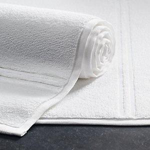 Hotel Satin Stitch Turkish Cotton Bath Mat - White