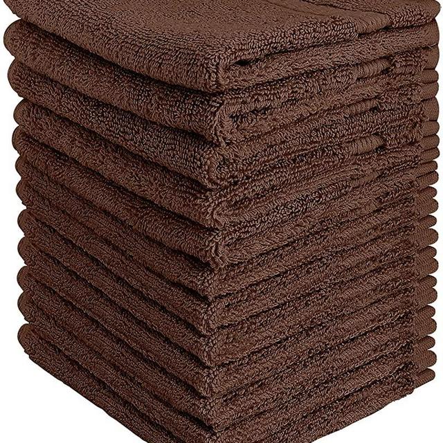 Utopia Towels - Premium Washcloths Set (12 x 12 Inches, Dark Brown) - 600 GSM 100% Cotton Flannel Face Cloths, Highly Absorbent and Soft Feel Fingertip Towels (12-Pack)