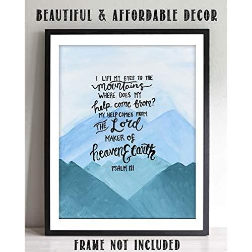 "My Help Come From The Lord"-Psalms 121- Bible Verse Wall Print-8x10- Watercolor Scripture Wall Art Replica- Ready to Frame. Home Décor, Office Décor- Christian Wall Art. Inspiring & Encouraging Verse