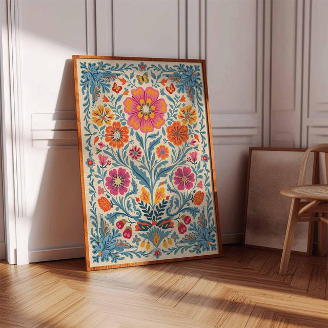 Vintage Mexican Poster, Mexican Prints, Mexican Decor, Traditional Latin Decor, Floral Print, Botanical Wall Art, Tropical Print, Latin Art