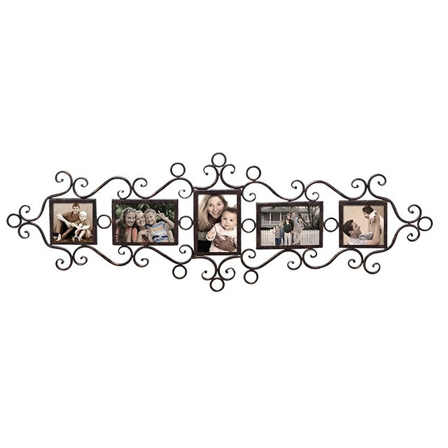 Asense Metal Decorative Photo Frame Tree of Life Collage Black Brown Iron Wall Family Tree Scroll Haning Picture Frame Wall Décor