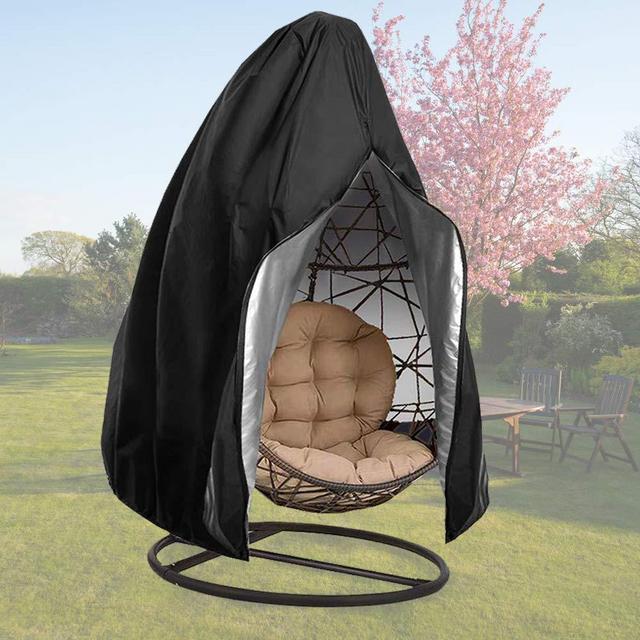 【Upgraded】 Patio Hanging Chair Covers with Zipper, Durable Large Wicker Egg Swing Chair Covers, Waterproof Heavy Duty Weather Resisatnt Outdoor Chair Cover, Windproof