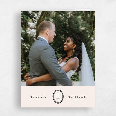 Beige Monogram Wedding Thank You - Manarola Photo