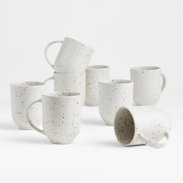 Craft Speckled White Mugs, Set of 8