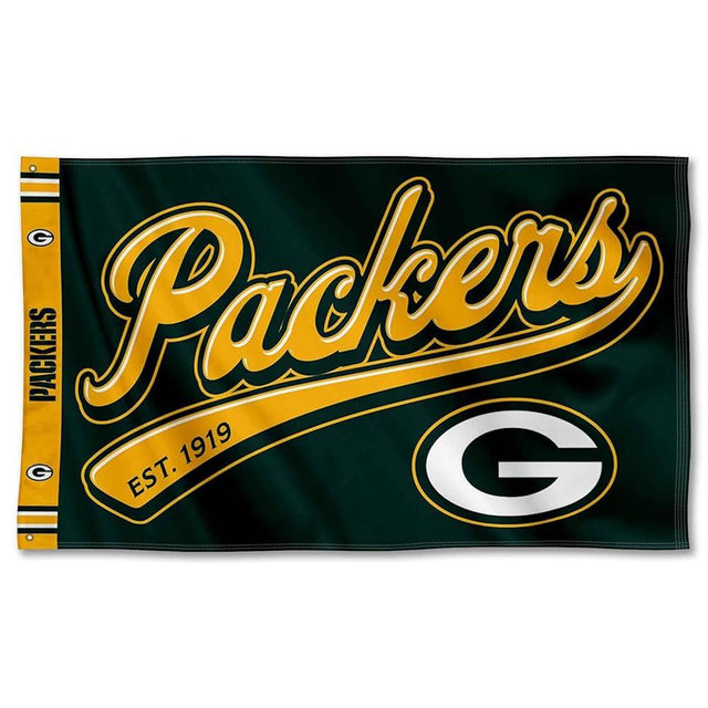 Green Bay Packers Script Logo Premium Flag