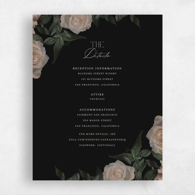 Black Floral Wedding Enclosure - Poet