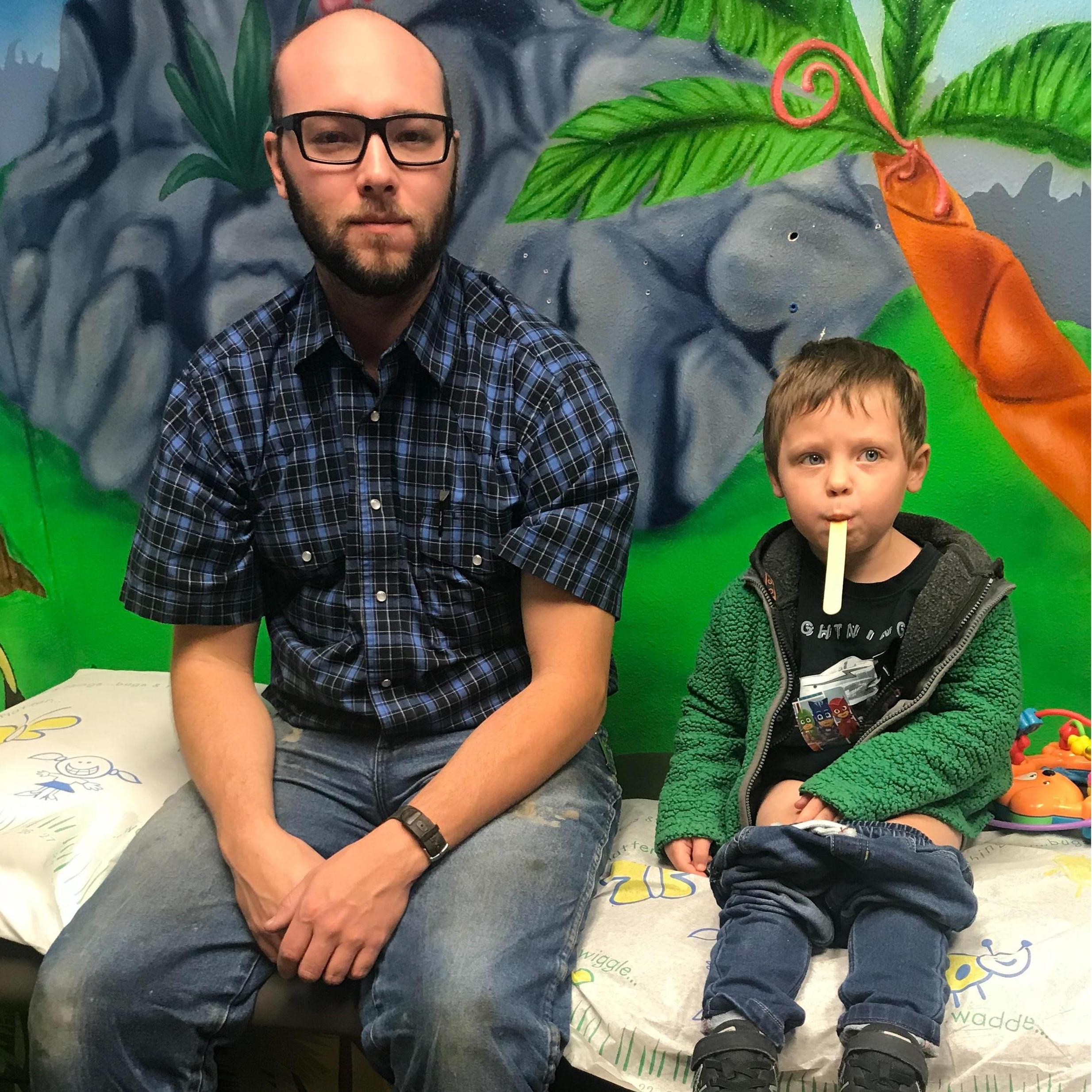 Luke and Pax waiting for shots