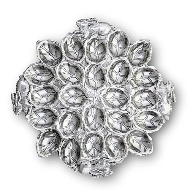 Arthur Court Designs Aluminum Bunny Deviled Egg Holder Container Easter Table 13.25 inch x: 13.75 inch
