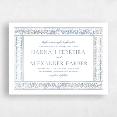 White Wedding Invitation - Viridian Landscape