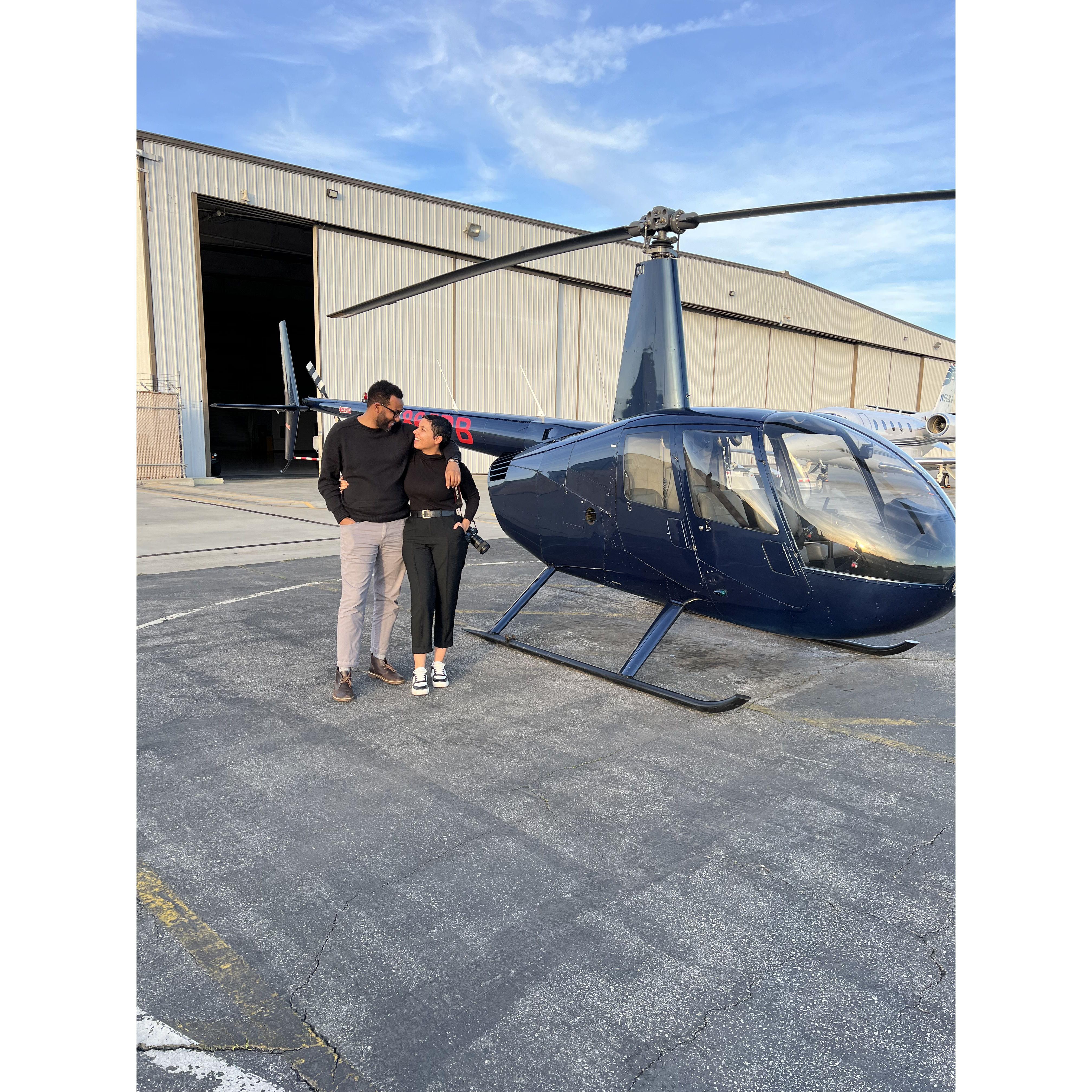 We flew around Los Angeles in a helicopter!