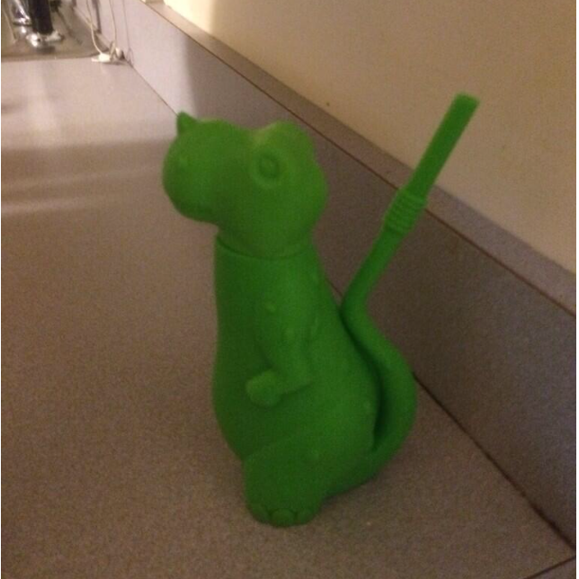 The wineosaur! Dennis' second gift to Liz!