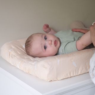 Clementine Carrot Stripe Cotton Quilted Change Pad Cover