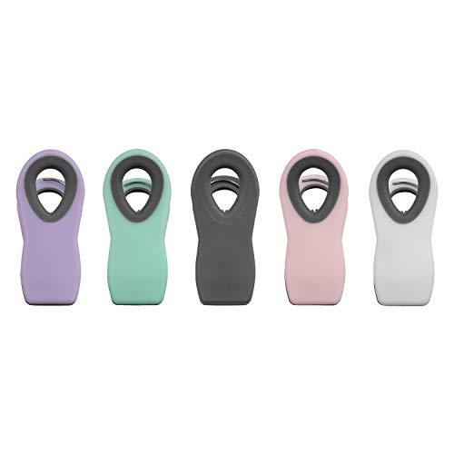 Cook with Color 5 Pc Chip Bag Clips, Kitchen Clips, Magnetic Chip Clips for Bags, Food Bag Clips with Airtight Seal (Multicolored)