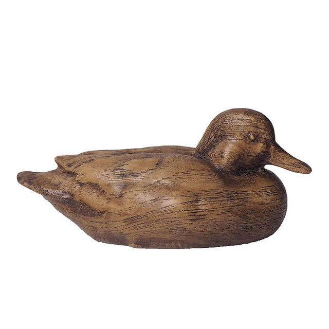 Hymmah Wooden Texture Duck Home Decor Statue Rustic Home Decorations for Living Room, Boho Sculpture Resin Animal Collectible Figurines for Indoor Decor