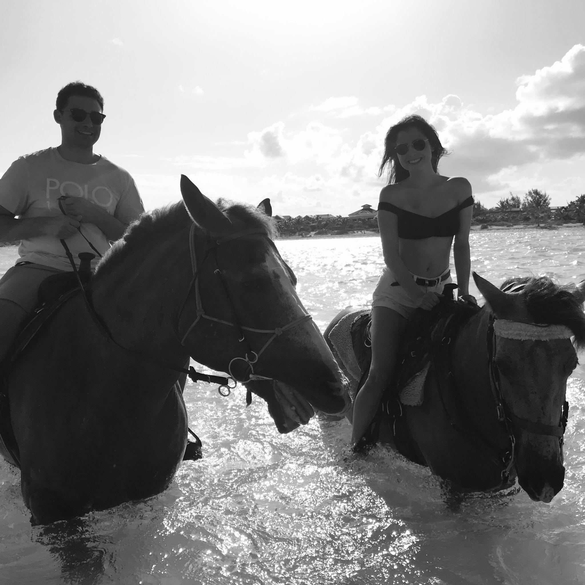 Summer 2019, horseback riding in Turks and Caicos on Sam’s family vacation.