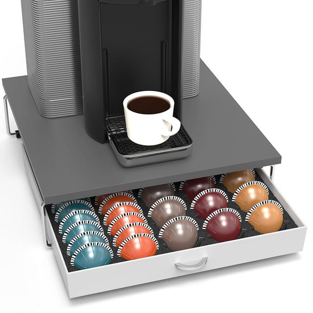 DecoBrothers Supreme Vertuoline Drawer, Holds with 30 Big or 60 Small Vertuoline Pods, Grey