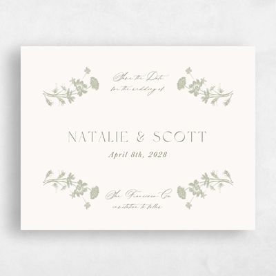 Olive Sage, Green Wedding Save the Date - Dianora Landscape