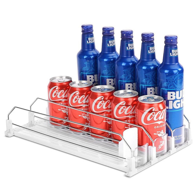 BingoHive Automatic Soda Can Organizer for Refrigerator Can Dispenser for Beer Soda Seltzer Drink Pop Can Holder Self-Pushing Drink Organizer for Fridge Storage 15 cans of 11.15oz 12oz 16oz 16.9oz