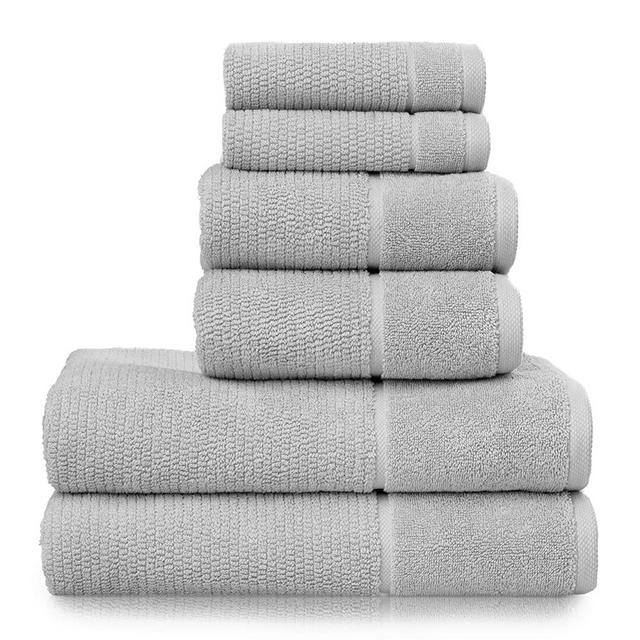 Welhome Anderson Luxurious 100% Turkish Cotton 6 Piece Towel Set (Silver) - Ultrasoft - Heavyweight & Super Absorbent - Hotel & Spa Bathroom Towel Collection - 600 GSM