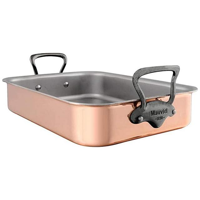 Mauviel M'Heritage 150C Tri Ply 20/70/10 Copper Roaster w/Rack Iron Electroplated Hndl 15.7" x 11.8"