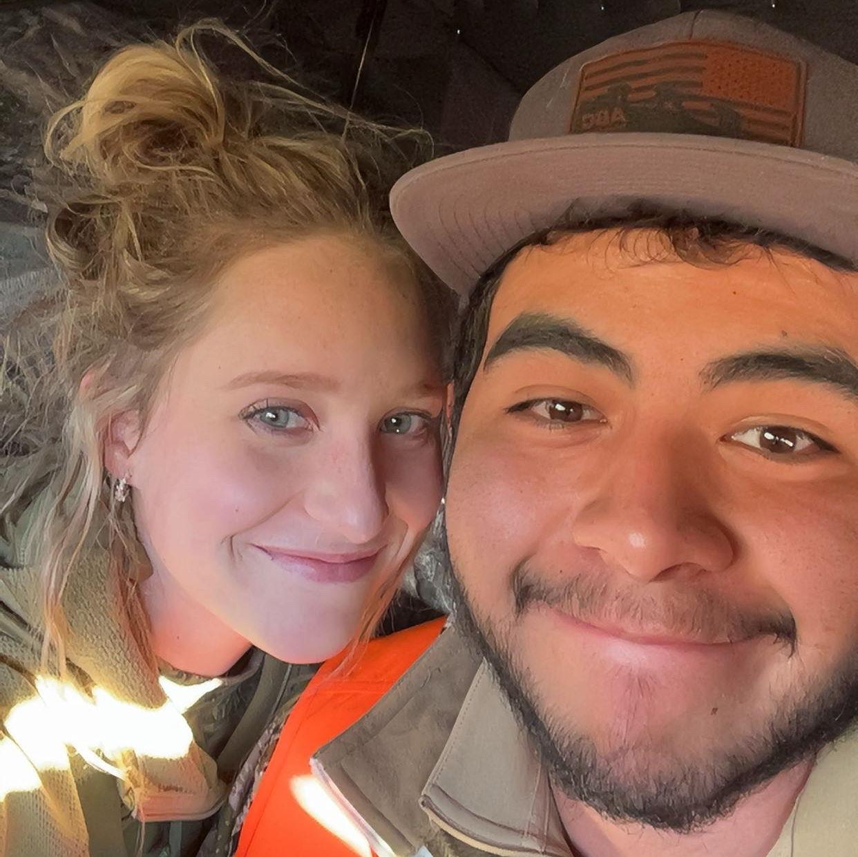 Sitting in the hunting blind together!