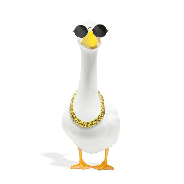 Cool Goose Costume Goose Sunglasses Gold Chain Collar Costume Funny Goose Decor Accessories for Lawn Outdoor Garden Yard Patio Statue