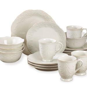 French Perle White 16-Piece Dinnerware Set