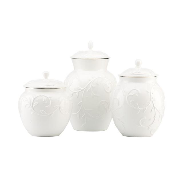 Lenox Canisters, Set of 3 Opal Innocence Carved