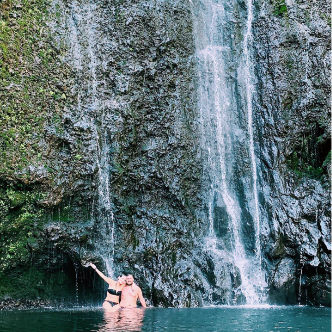 Celebrating our engagement on the Road to Hana in Maui!