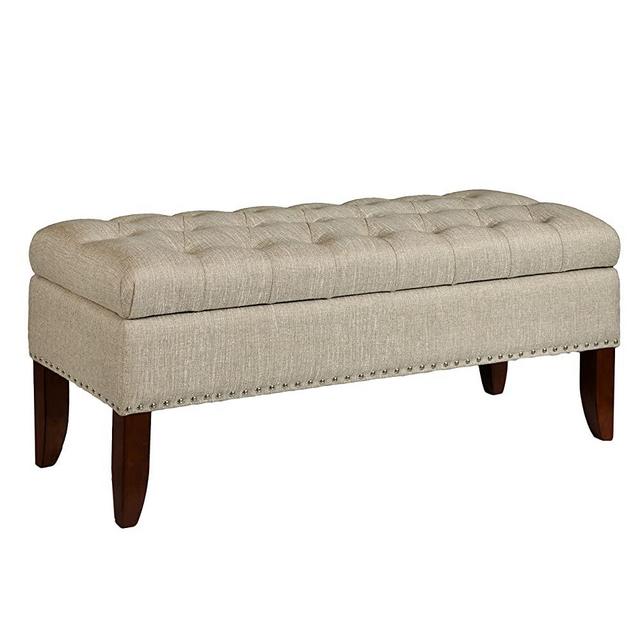 Pulaski Hinged Top Button Tufted Bed Oatmeal Beige, 41.50" L x 15.75" D x 18.50" H Upholstered Storage Bench,