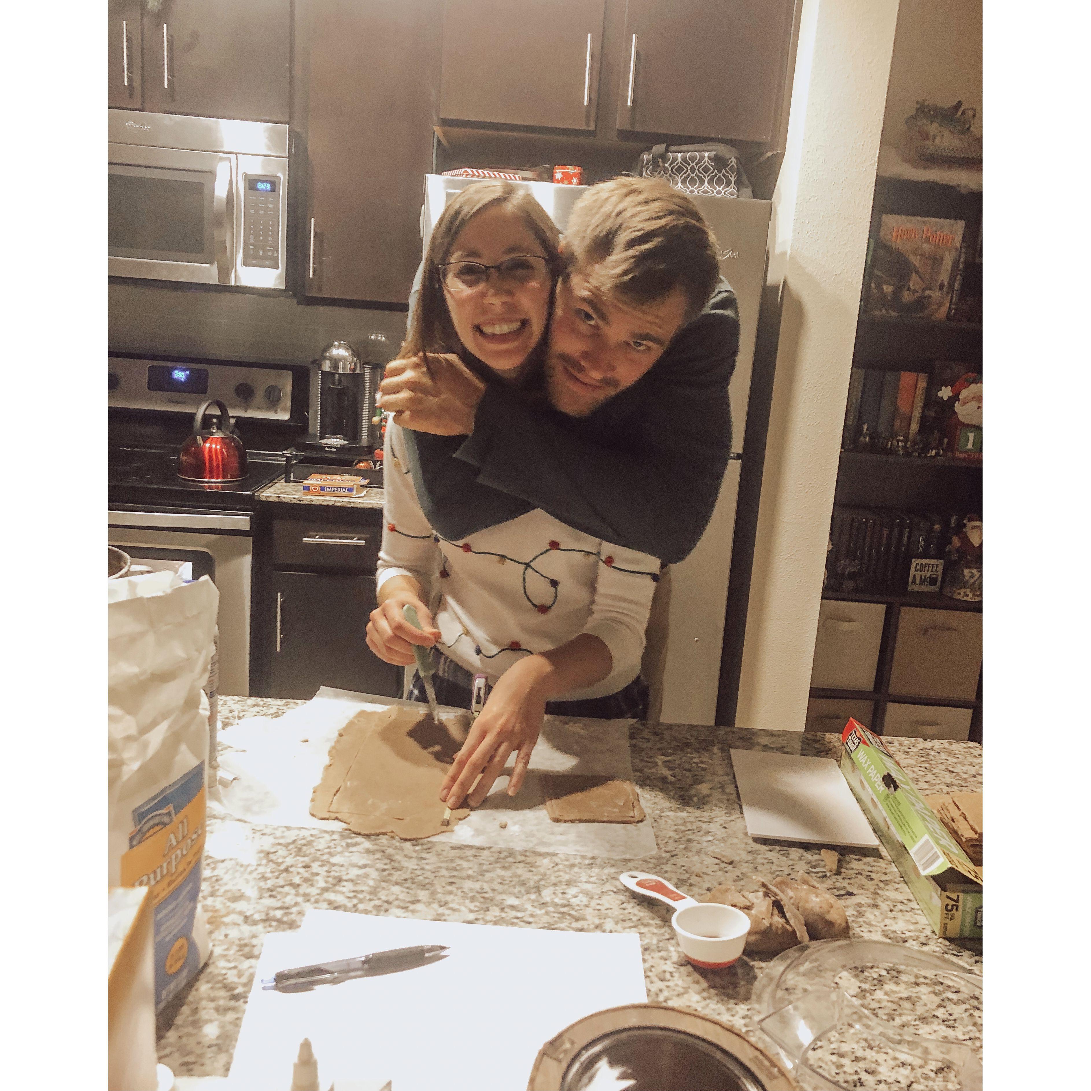 Creating our gingerbread mansion