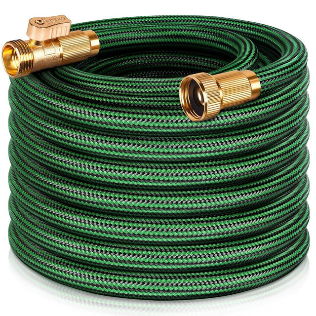 NON-EXPANDABLE Garden Hose 50ft, Heavy Duty Flexible Water Hose, Kink Resistant Lightweight Hybrid Hose with Durable Fabric Skin, Leakproof Hose Male to Female Fittings