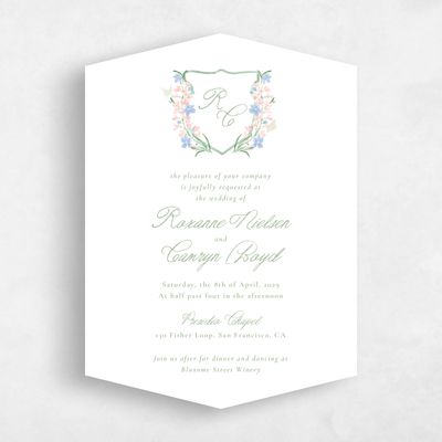 Green Diamond Wedding Invitation - Pellinore Portrait