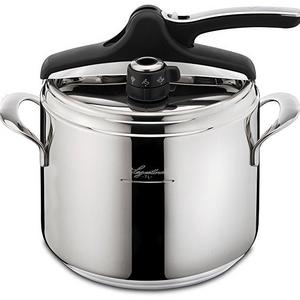 Lagostina Q5510664 Domina Vitamin Polished Stainless Steel Induction Safe 6 / 10-PSI Pressure Cooker Cookware, 7.4-Quart, Silver