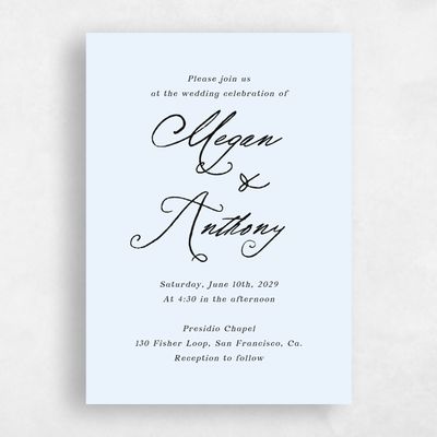 Light Sky, Blue Wedding Invitation - Cristal Portrait