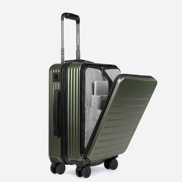 Traveler's Choice Mykel 22" Front Pocket Polycarbonate Hardside Spinner Carry On Suitcase - Green