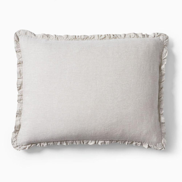 European Flax Linen Ruffle Duvet, Standard Sham, Natural Flax