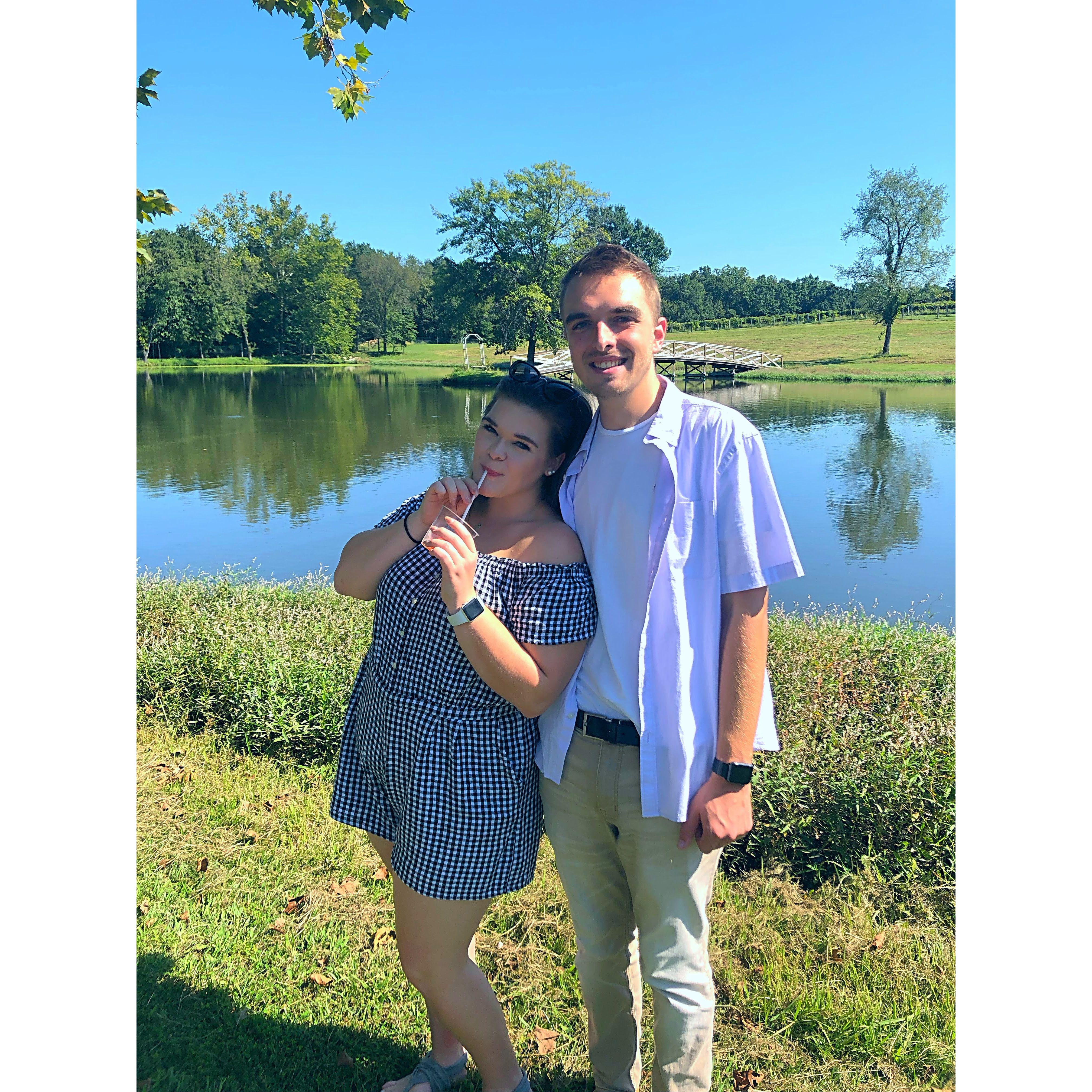 Us at a winery drinking wine slushies