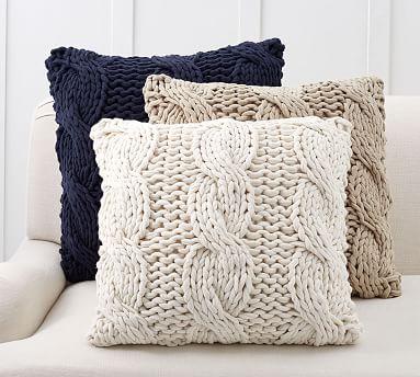 Colossal Handknit Pillow Cover- Ivory