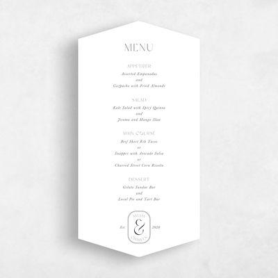 White Diamond Wedding Menu - Bayeux